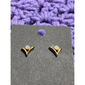 Vintage 1985 Avon Sweeping Sparkle Stud Goldtone Earrings with Clear Rhinestone